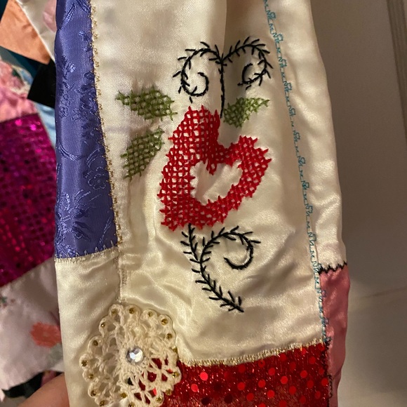 VINTAGE Crazy Quilt Jacket/Coat embroidery cat, ribbons, many textures! 80s - Picture 16 of 16